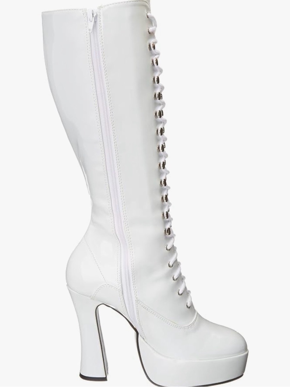 Ellie White Over-the-Knee Lace-Up Platform Boots